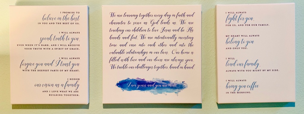 wedding vows | vow renewal | vows on canvas
