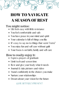 Seasons change | Season of rest | Quick tips for managing a season of rest